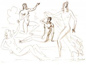 Arno Breker Akt von vier Frauen handsignierte Lithographie (AB 66)