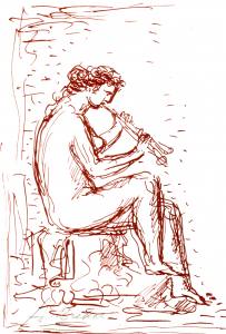 Arno Breker Die Flötenspielerin handsignierte Lithographie (AB 64)