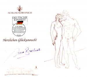 Deutsche Einheit 3. Oktober 1990 - von Arno Breker handsigniert